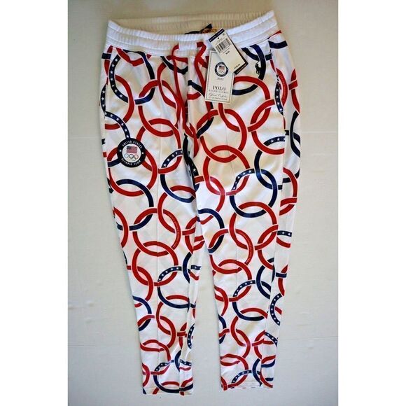 Polo Ralph Lauren Men's Sz M White 2022 USA Olympic Team Fleece Joggers